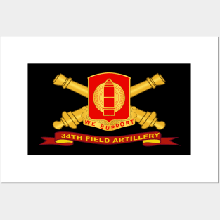 34th Field Artillery w Br - Ribbon Posters and Art